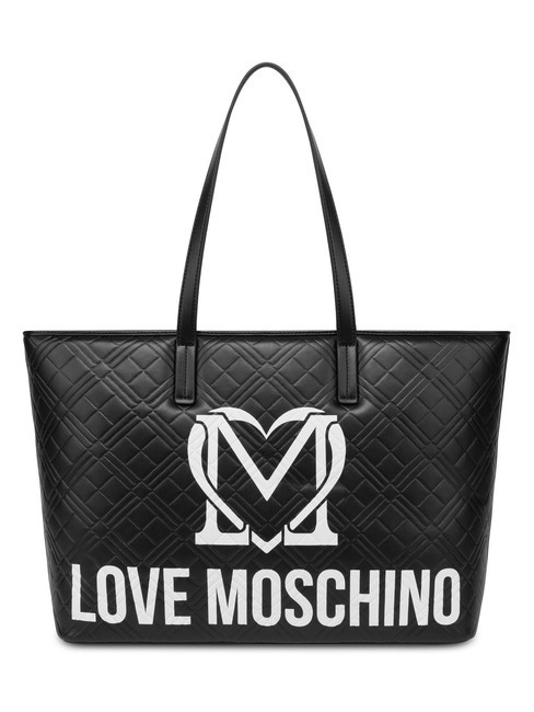 LOVE MOSCHINO LOGO QUILT Shoulder shopping bag ne / offw - Women’s Bags