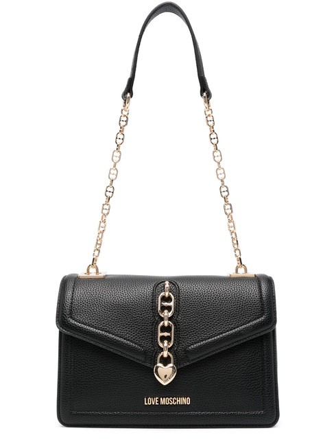 LOVE MOSCHINO CHAIN Shoulder bag with flap Black - Women’s Bags