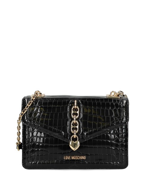 LOVE MOSCHINO CHAIN CROCO Printed shoulder bag Black - Women’s Bags
