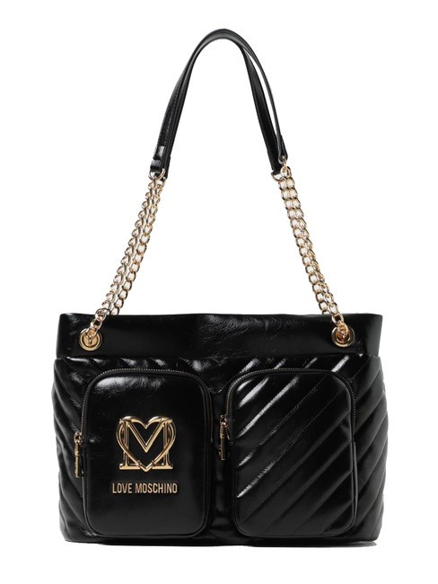 LOVE MOSCHINO CITY POCKETS Quilted shopping bag Black - Women’s Bags