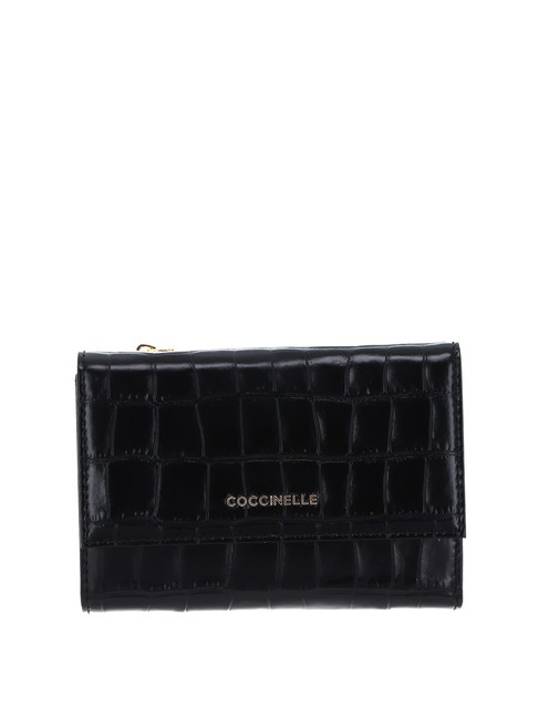 COCCINELLE METALLIC CROCO SHINY Leather wallet Black - Women’s Wallets