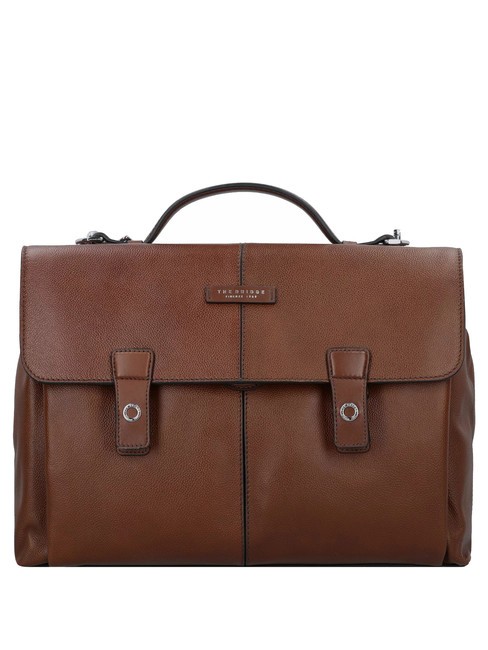 THE BRIDGE BIAGIO  13" Laptop Briefcase, Leather brown 14/ruthenium palladium - Work Briefcases