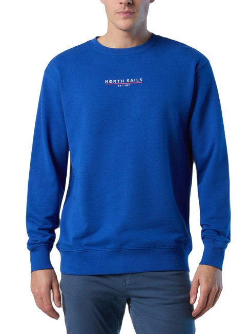 NORTH SAILS BASIC Cotton sweatshirt with logo lettering surf blue - Sweatshirts