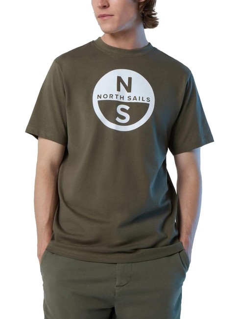 NORTH SAILS BASIC Cotton T-shirt with logo print dusty olive - T-shirt