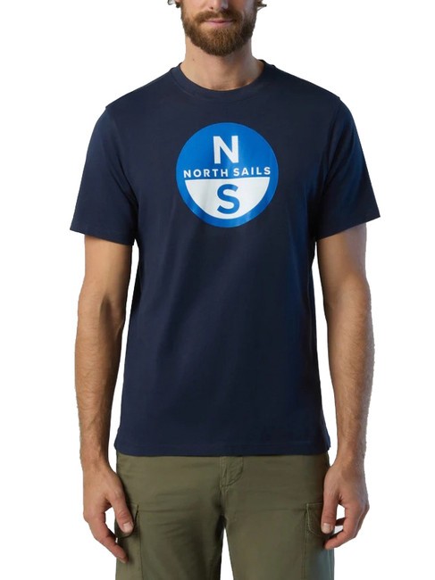 NORTH SAILS BASIC Cotton T-shirt with logo print navy blue - T-shirt
