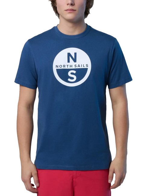 NORTH SAILS BASIC Cotton T-shirt with logo print dark denim - T-shirt