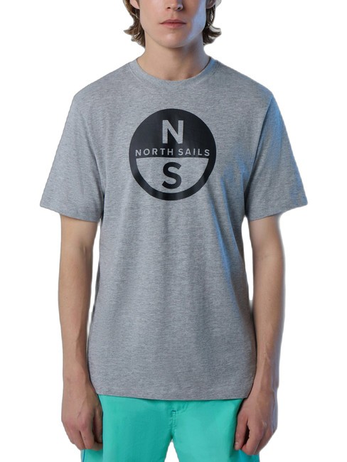NORTH SAILS BASIC Cotton T-shirt with logo print gray melange - T-shirt