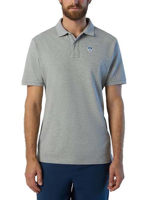 NORTH SAILS BASIC Short-sleeved cotton polo gray melange - Polo shirt