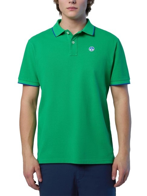 NORTH SAILS COLLAR STRIPED Short-sleeved cotton polo green bee - Polo shirt