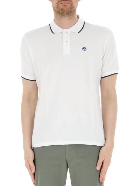 NORTH SAILS COLLAR STRIPED Short-sleeved cotton polo white - Polo shirt