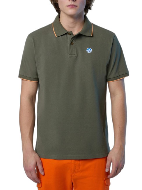 NORTH SAILS COLLAR STRIPED Short-sleeved cotton polo dusty olive - Polo shirt