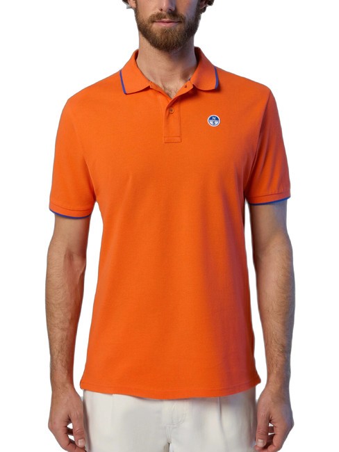 NORTH SAILS COLLAR STRIPED Short-sleeved cotton polo flame orange - Polo shirt