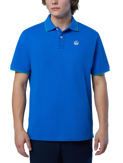 NORTH SAILS COLLAR STRIPED Short-sleeved cotton polo royal - Polo shirt