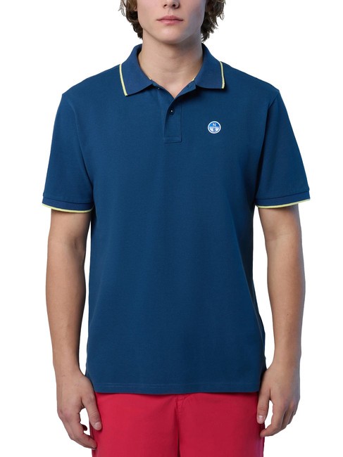 NORTH SAILS COLLAR STRIPED Short-sleeved cotton polo dark denim - Polo shirt