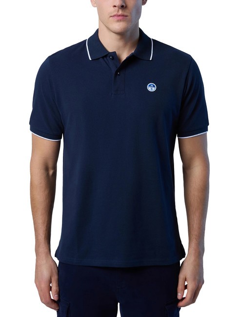 NORTH SAILS COLLAR STRIPED Short-sleeved cotton polo navy blue - Polo shirt