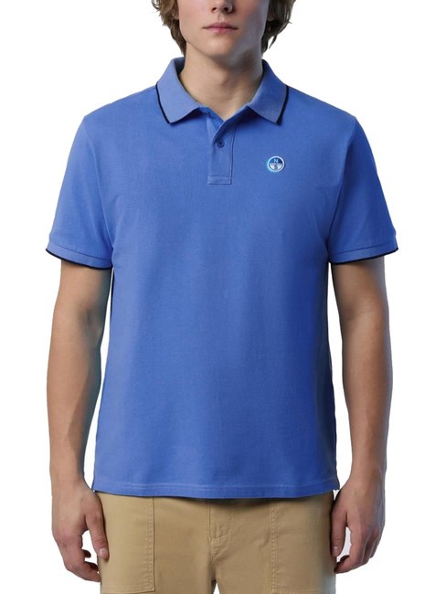 NORTH SAILS COLLAR STRIPED Short-sleeved cotton polo wedgewood - Polo shirt
