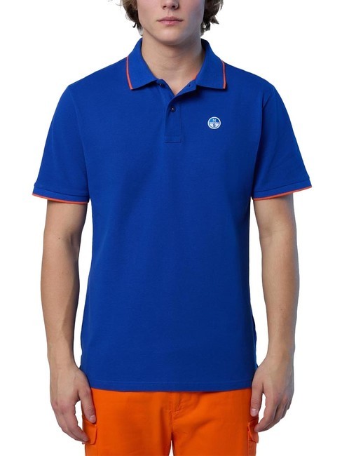 NORTH SAILS COLLAR STRIPED Short-sleeved cotton polo surf blue - Polo shirt
