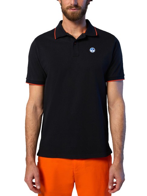 NORTH SAILS COLLAR STRIPED Short-sleeved cotton polo black - Polo shirt