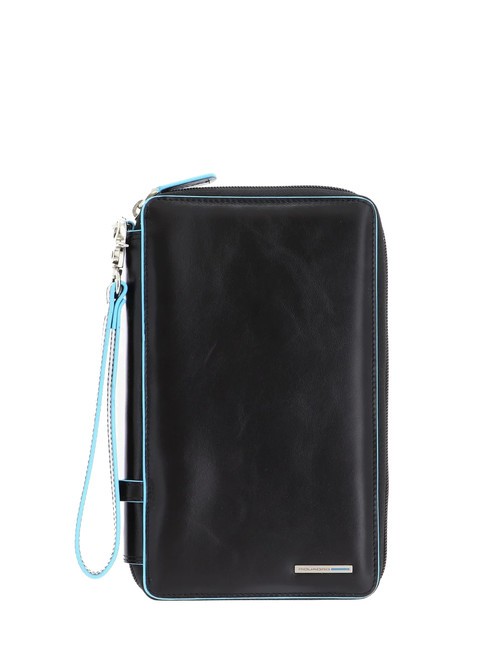 PIQUADRO BLUE SQUARE  Travel document holder, in leather Black - Men’s Wallets