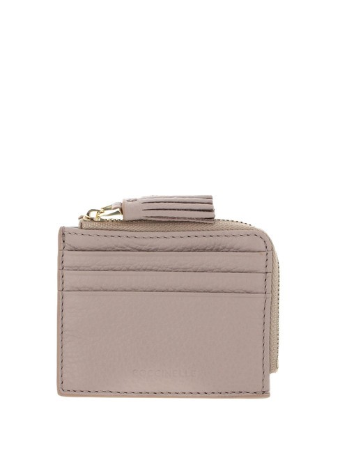 COCCINELLE TASSEL Card holder with zip in hammered leather rosette - Women’s Wallets