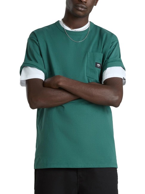 VANS OFF THE WALL II POCKET Cotton T-shirt with pocket green bistro - T-shirt