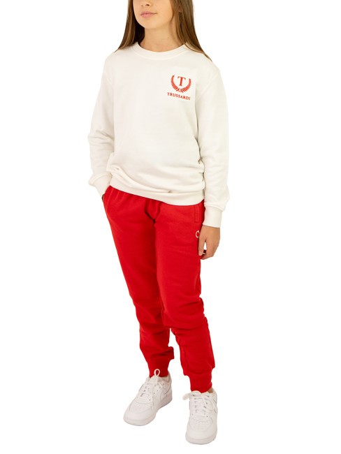 TRUSSARDI STRAUB KIDS Sweatshirt and trousers tracksuit off white/red - Children's tracksuits