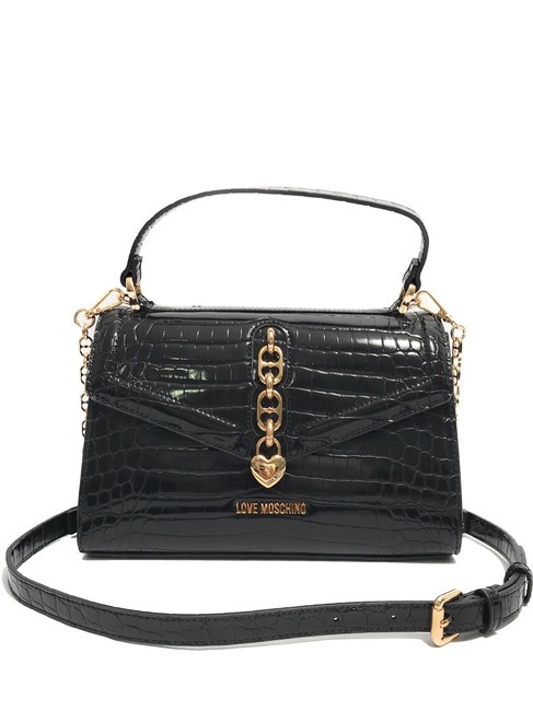 LOVE MOSCHINO SHINY CROCO Handbag, with shoulder strap Black - Women’s Bags