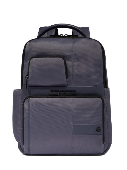 PIQUADRO WOLLEM Leather and fabric backpack, 14" laptop holder aviation - Laptop backpacks