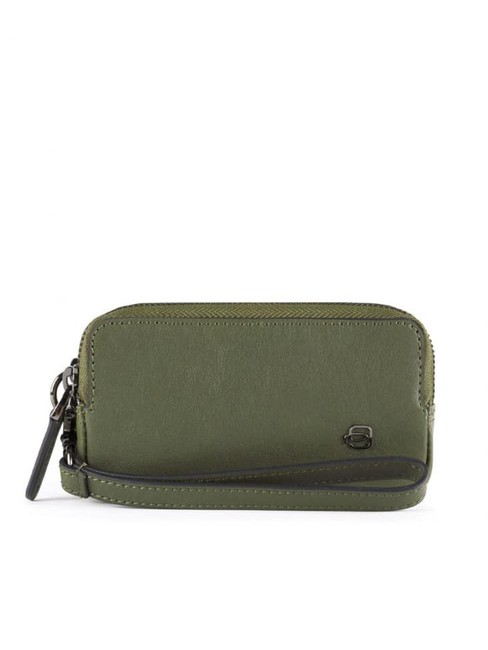 PIQUADRO BLACK SQUARE Mini leather clutch GREEN - Tablet holder& Organizer