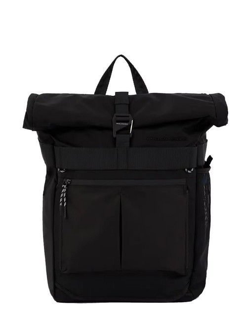 PIQUADRO ARNE Roll-top backpack for 15.6" laptop Black - Laptop backpacks
