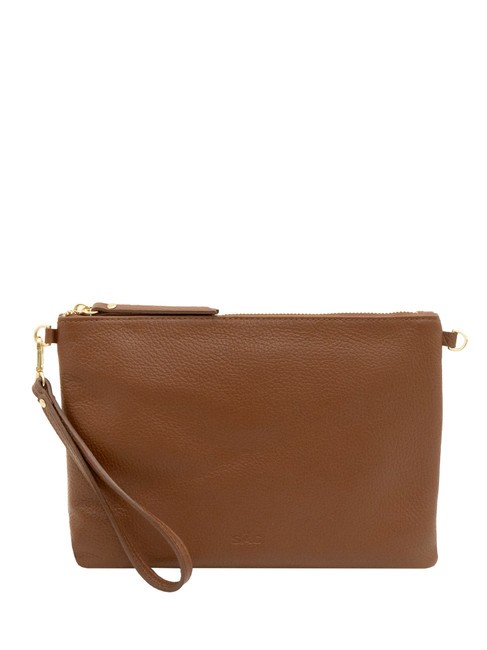 LESAC CLAUDIA Dollar leather clutch bag with shoulder strap burned - Women’s Bags