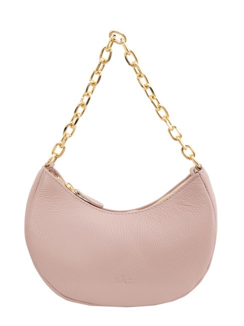 LESAC GIUDITTA Leather hobo bag with chain millennial pink - Women’s Bags