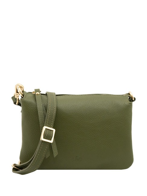 LESAC SIMONA Tris dollar leather shoulder bag olive - Women’s Bags