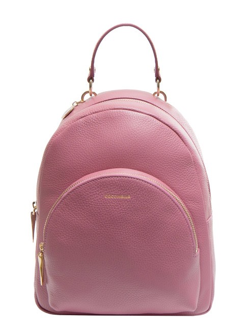 COCCINELLE ALPHA Round leather backpack with pocket pulp pink - Women’s Bags