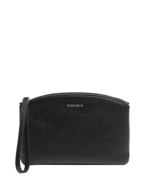 COCCINELLE ROUNDED ENVELOPE Leather clutch with cuff Black - Women’s Bags