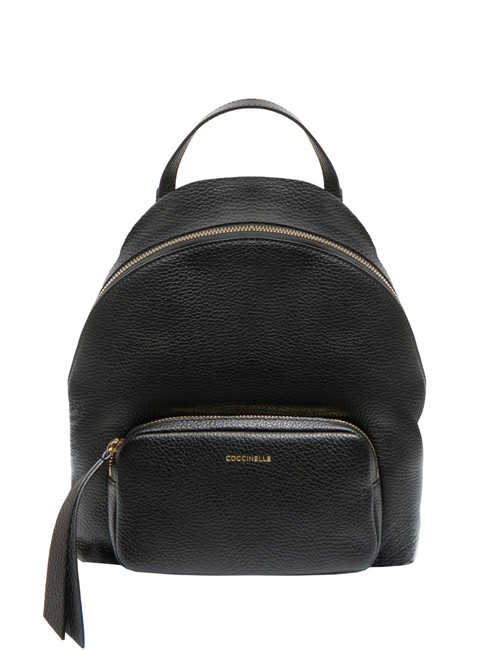 COCCINELLE JEN Round leather backpack with pocket Black - Women’s Bags