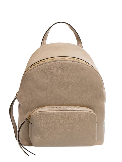 COCCINELLE JEN Round leather backpack with pocket powder pink - Women’s Bags