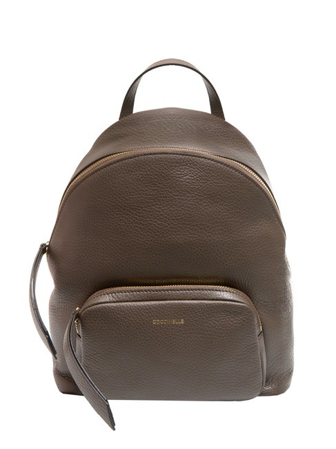 COCCINELLE JEN Round leather backpack with pocket ebony - Women’s Bags