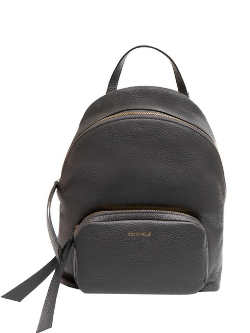 COCCINELLE JEN Round leather backpack with pocket slate - Women’s Bags