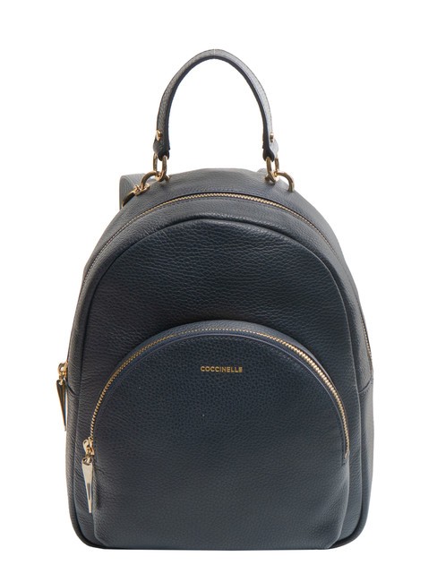 COCCINELLE ALPHA Round leather backpack with pocket midnight blue - Women’s Bags