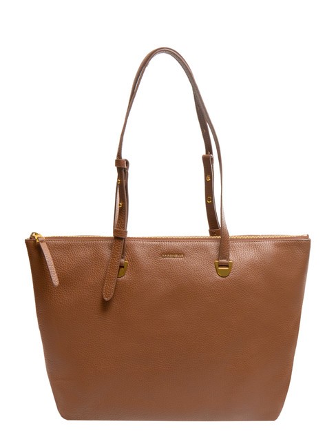COCCINELLE LEA Hammered leather shopping bag BRULE - Women’s Bags