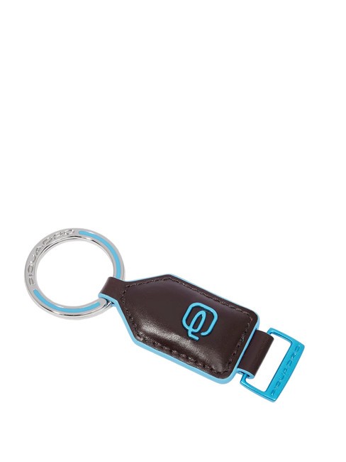 PIQUADRO BLUE SQUARE  Leather and metal key ring MAHOGANY - Key holders