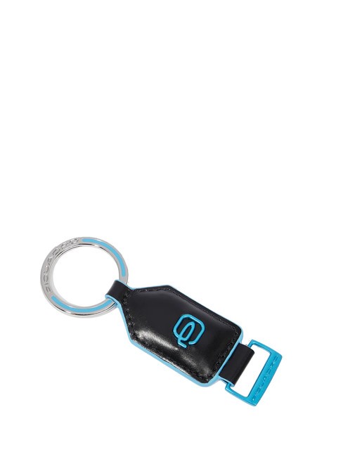 PIQUADRO BLUE SQUARE  Leather and metal key ring Black - Key holders