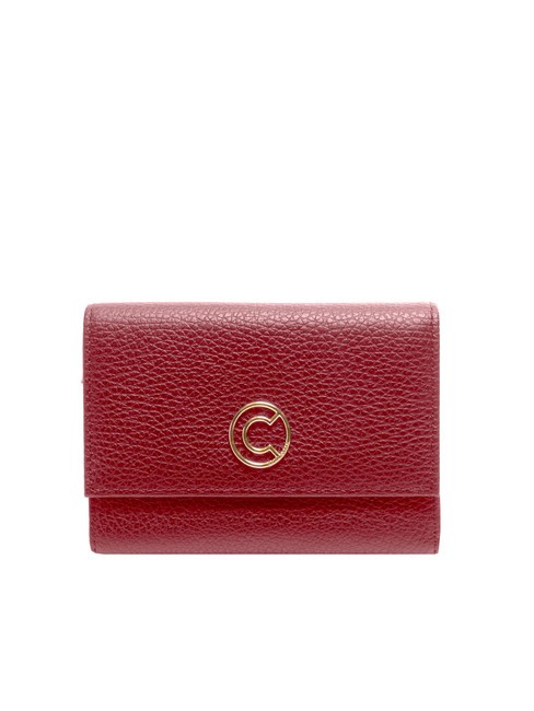 COCCINELLE TULIP Medium leather wallet, 4cc garnet red - Women’s Wallets
