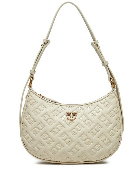 PINKO HALF MOON MINI  Shoulder bag, leather silk white-antique gold - Women’s Bags