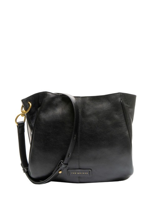 THE BRIDGE ELISABETTA Leather shoulder bag Black Gold - Women’s Bags