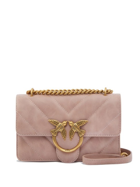 PINKO LOVE ONE MINI Mini bag in split leather powder-antique gold - Women’s Bags