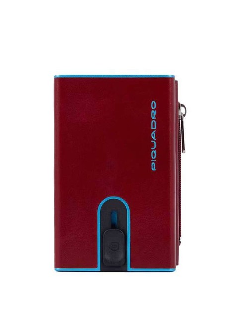 PIQUADRO BLUE SQUARE Leather wallet with sliding system RED - Men’s Wallets