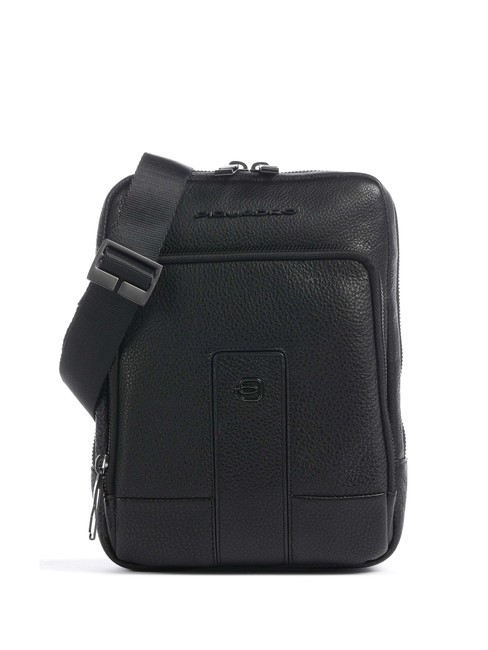 PIQUADRO CARL Leather iPad mini pouch Black - Over-the-shoulder Bags for Men