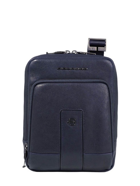 PIQUADRO CARL Leather iPad mini pouch blue - Over-the-shoulder Bags for Men